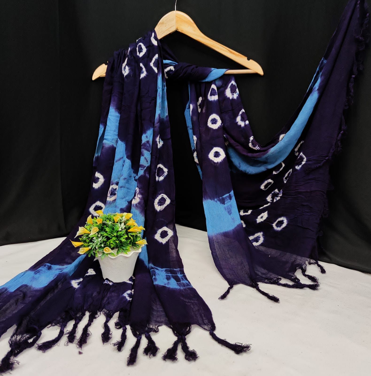 Bandhani Dupatta - Rayon Cotton With Jalar Border, Traditional Ethnic Style, Breathable Fabric, All Season Wear, Length 2 Mtr With Jhalar Panna