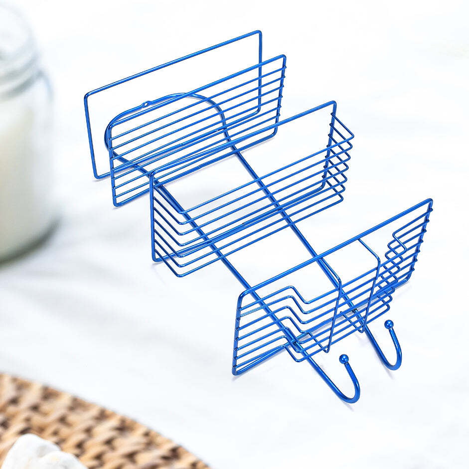 Bathroom Shelf Hanging Shower Caddy Holder 3 Layer (5166) - Stainless Steel, 25x15x51 Cm, Blue | Three-tier Design, Rust-resistant Finish, Space-saving Hooks