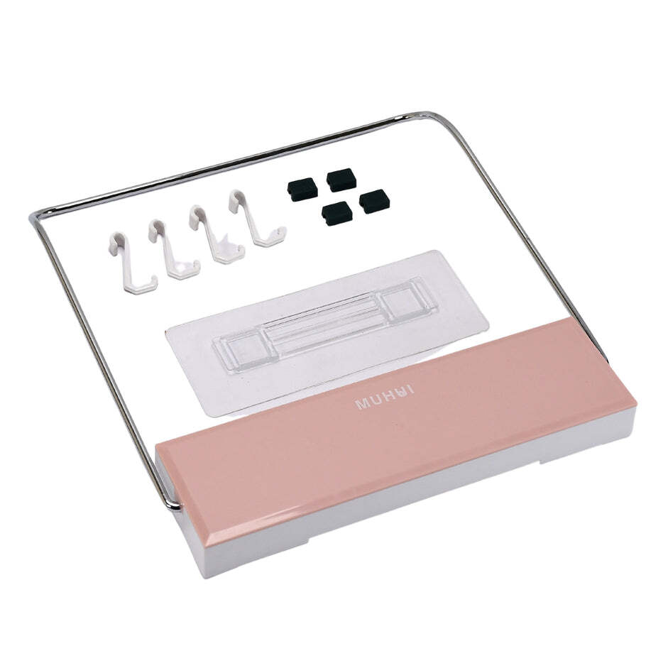 Wall Mounted Foldable Wash Basin Storage Rack Shelf Holder Self Adhesive With Sticker (7600) - Abs + Steel, 25x6x7cm, Multi Color | Multifunctional For Bathroom & Kitchen, Space Saving Design