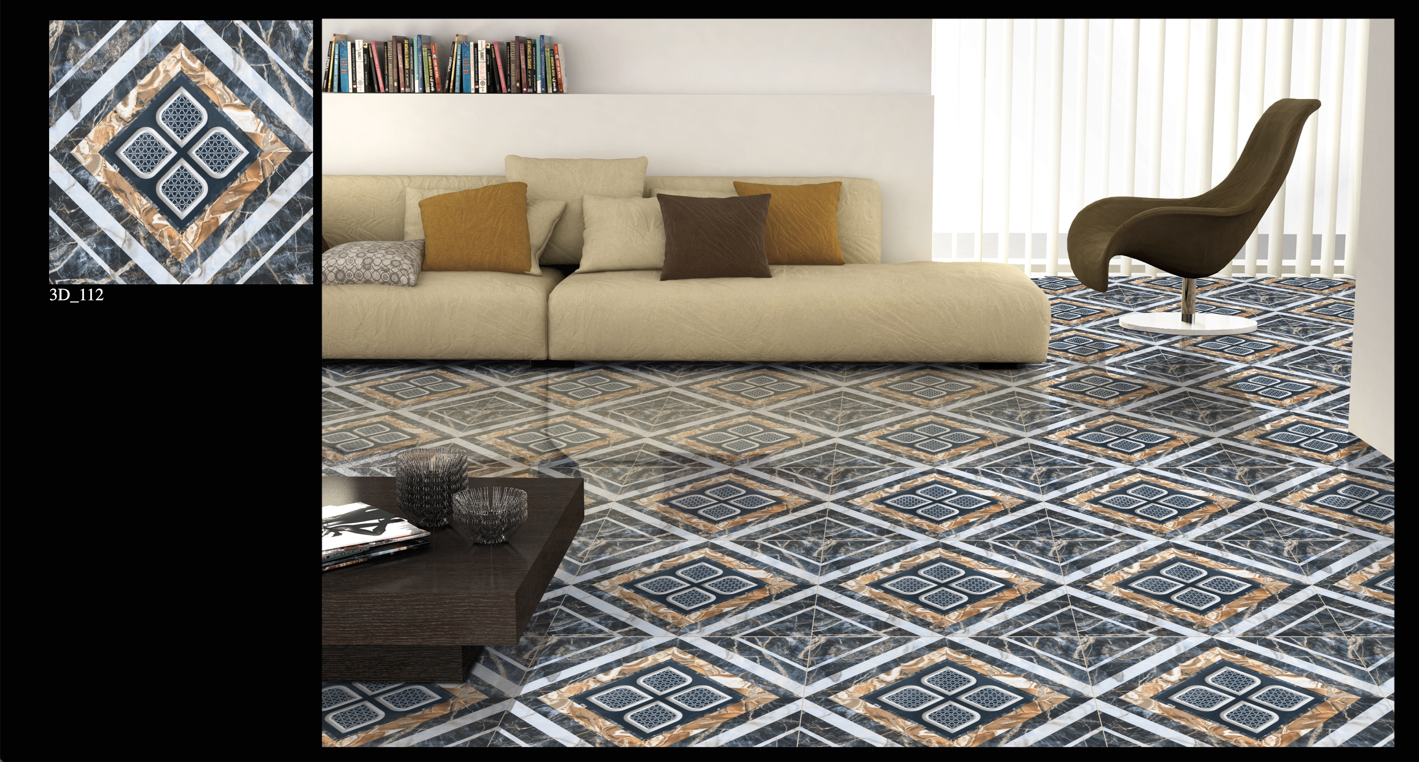Vitrified Tiles 3d 112 Size: 600x600mm