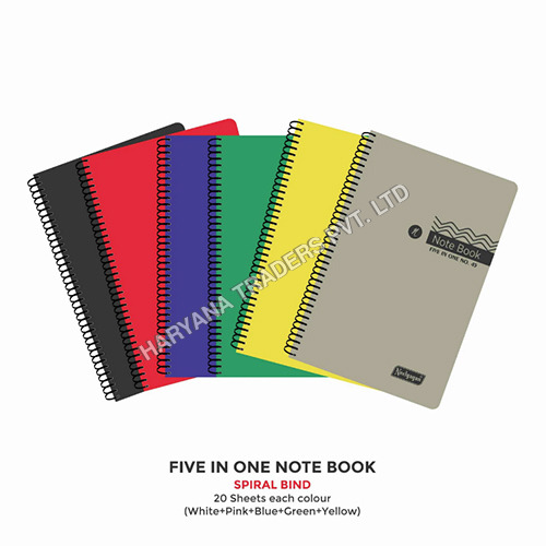 Five In One Spiral Note Book - 9.5cm X 14.8cm | High Quality, Crafted For Versatile Use