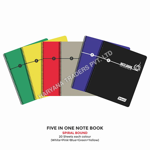 High Quality Five In One Spiral Note Book No.89 200 Pages (22Cm X 19Cm)