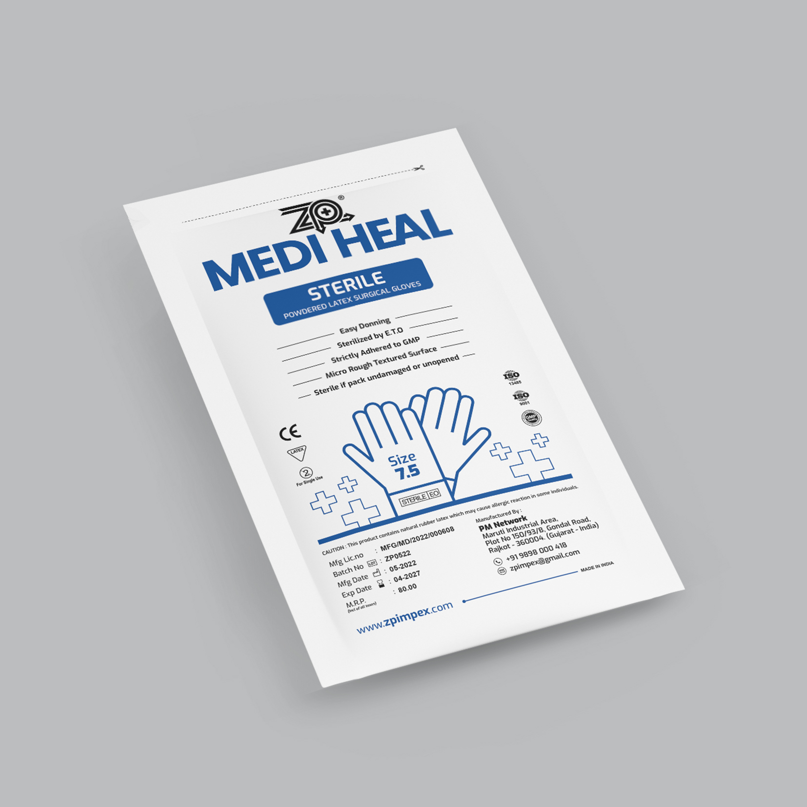 White Sterile Latex Surgical Gloves Powdered