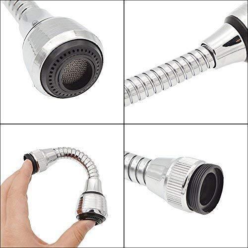 Silver Turbo Flex 360 Degree Rotatory Flexible Sink Water Saving Faucet Nozzle Sprayer (0567)