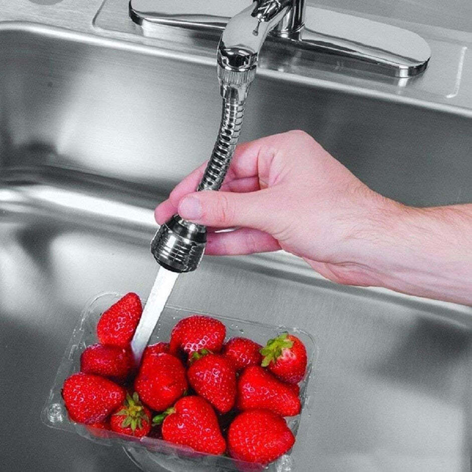 Silver Turbo Flex 360 Degree Rotatory Flexible Sink Water Saving Faucet Nozzle Sprayer (0567)