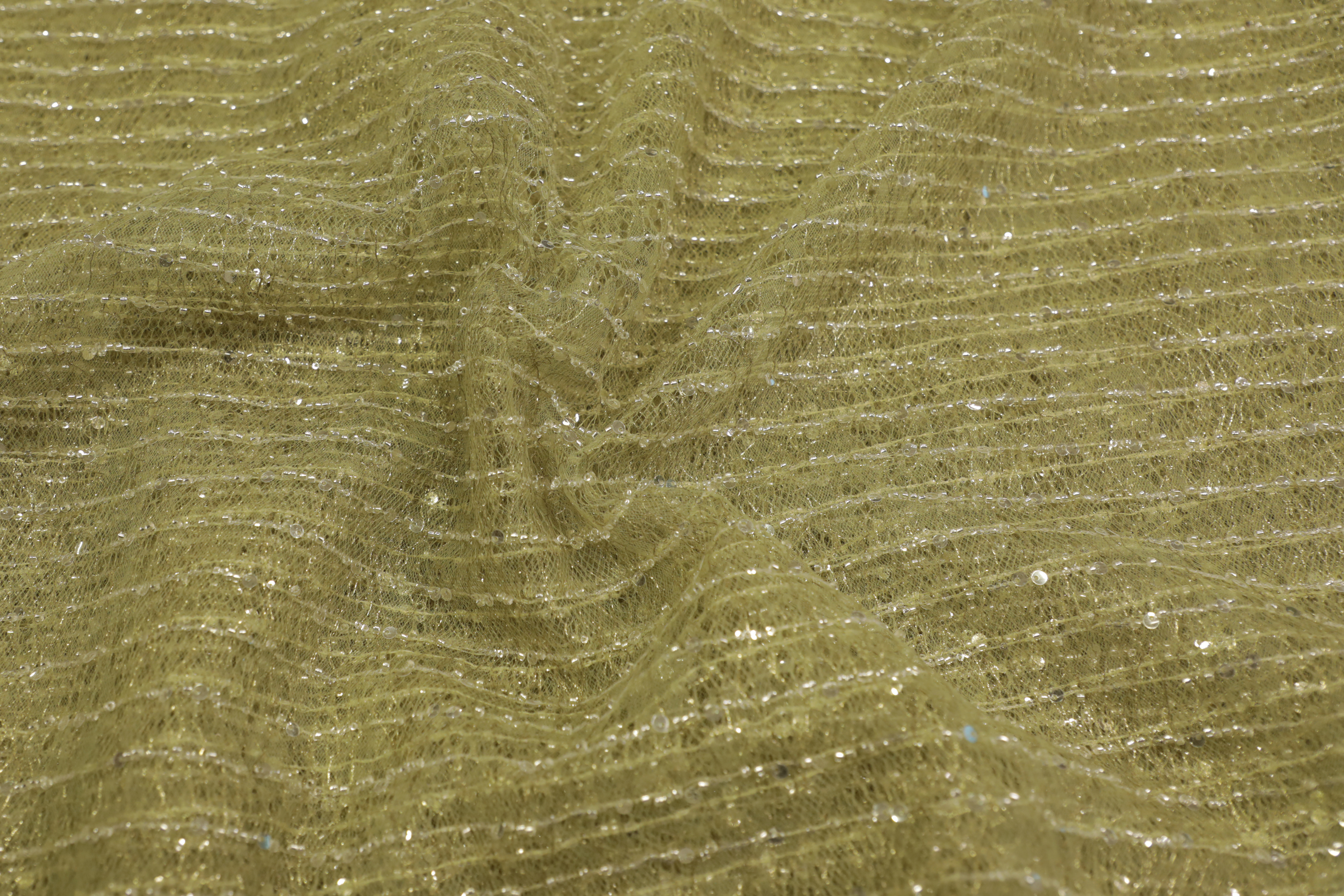 Embroidered Net Fabric - Polyester Base With Heavy Sequin Detailing | Lightweight