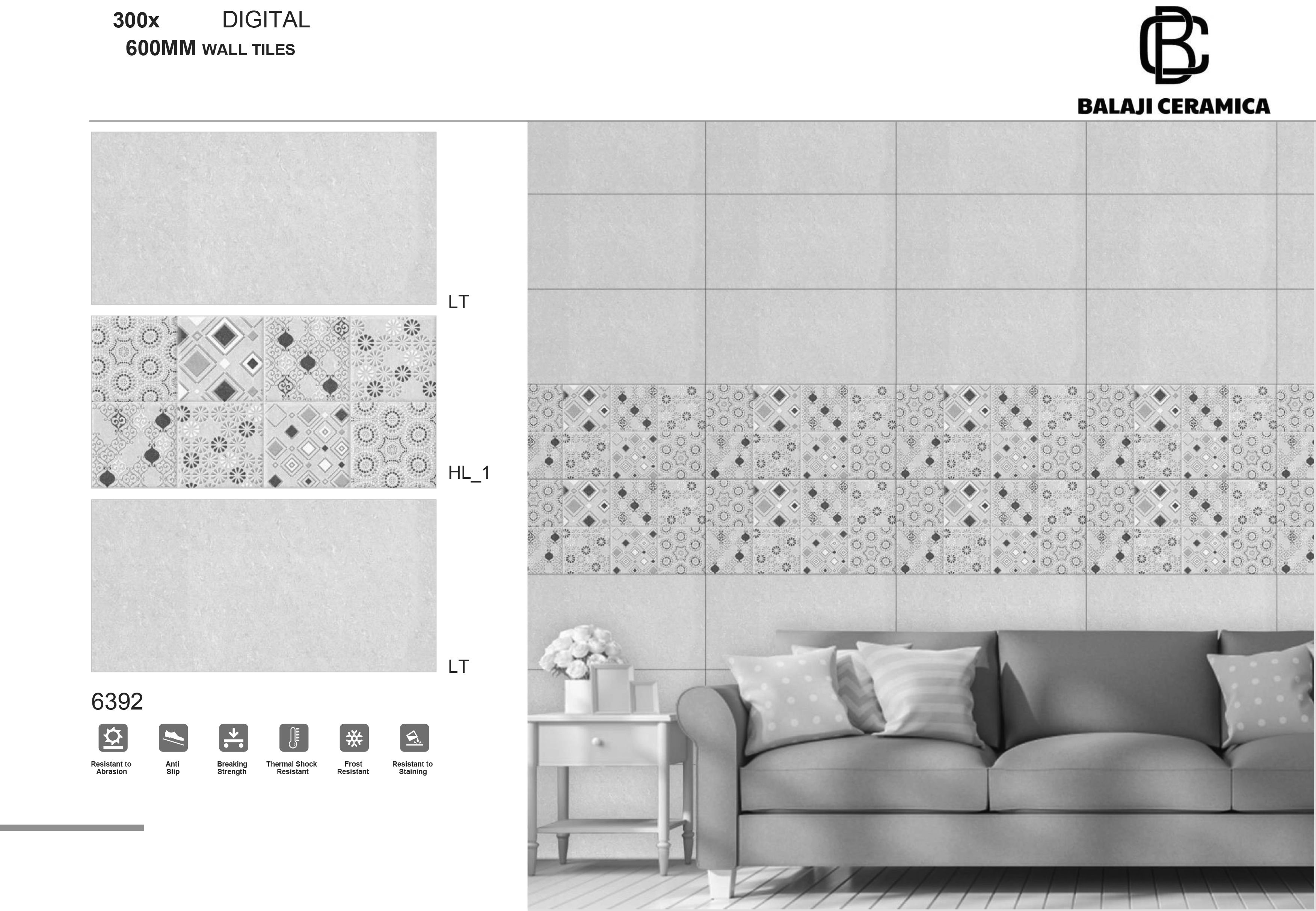 Ceramic Wall Tiles - 300x600mm Size, 8.5mm Thickness | High-quality Interior Ceramic Tiles
