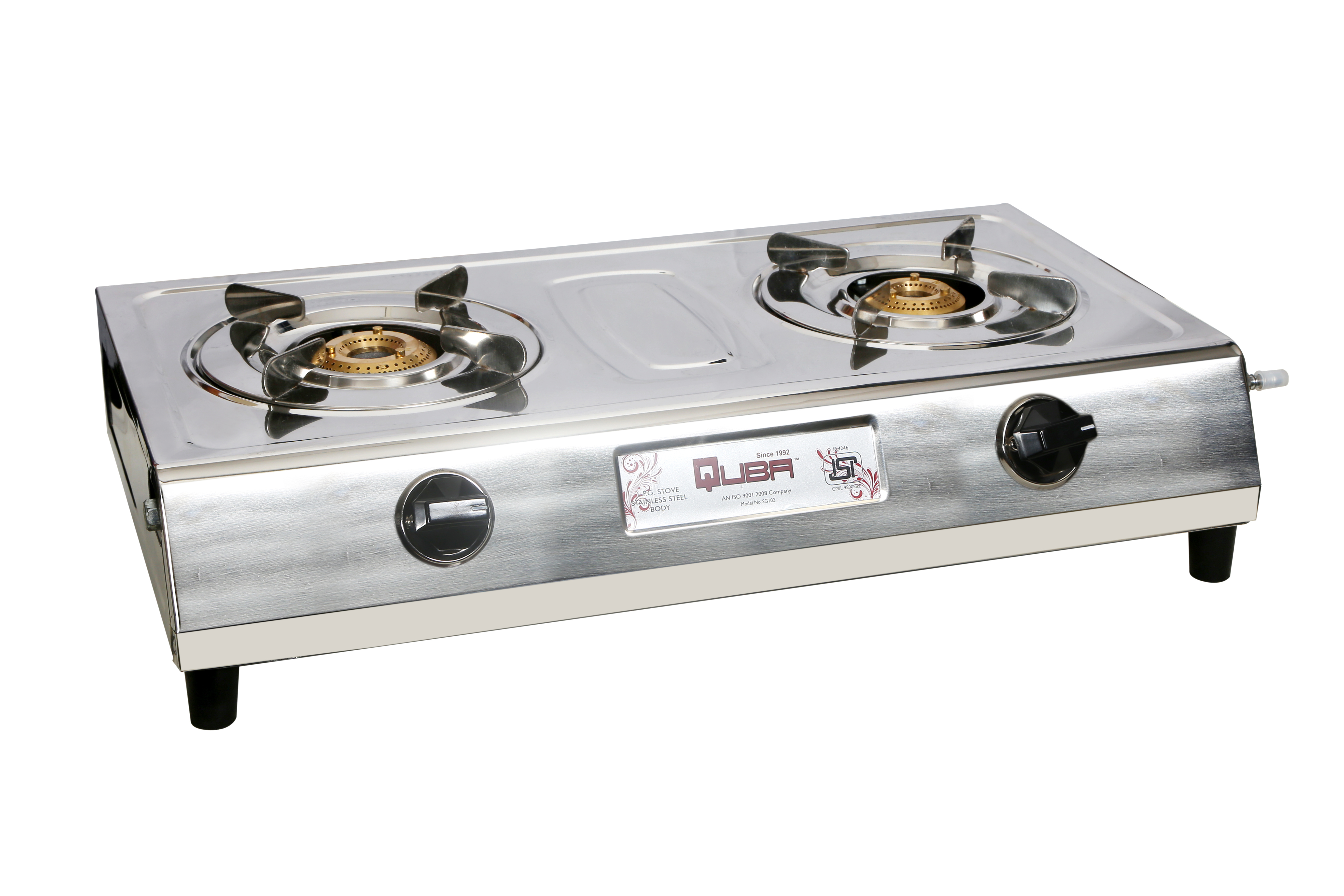 2 Burners Stainless Pan Support Burner Gas Stove - Ignition Type: Manual