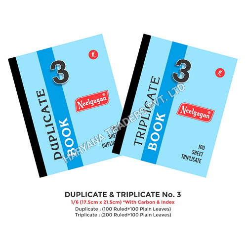 High Quality Duplicate And Triplicate No.3 With Carbon And Index (17.5cm X 21.5cm) (Side Bound)