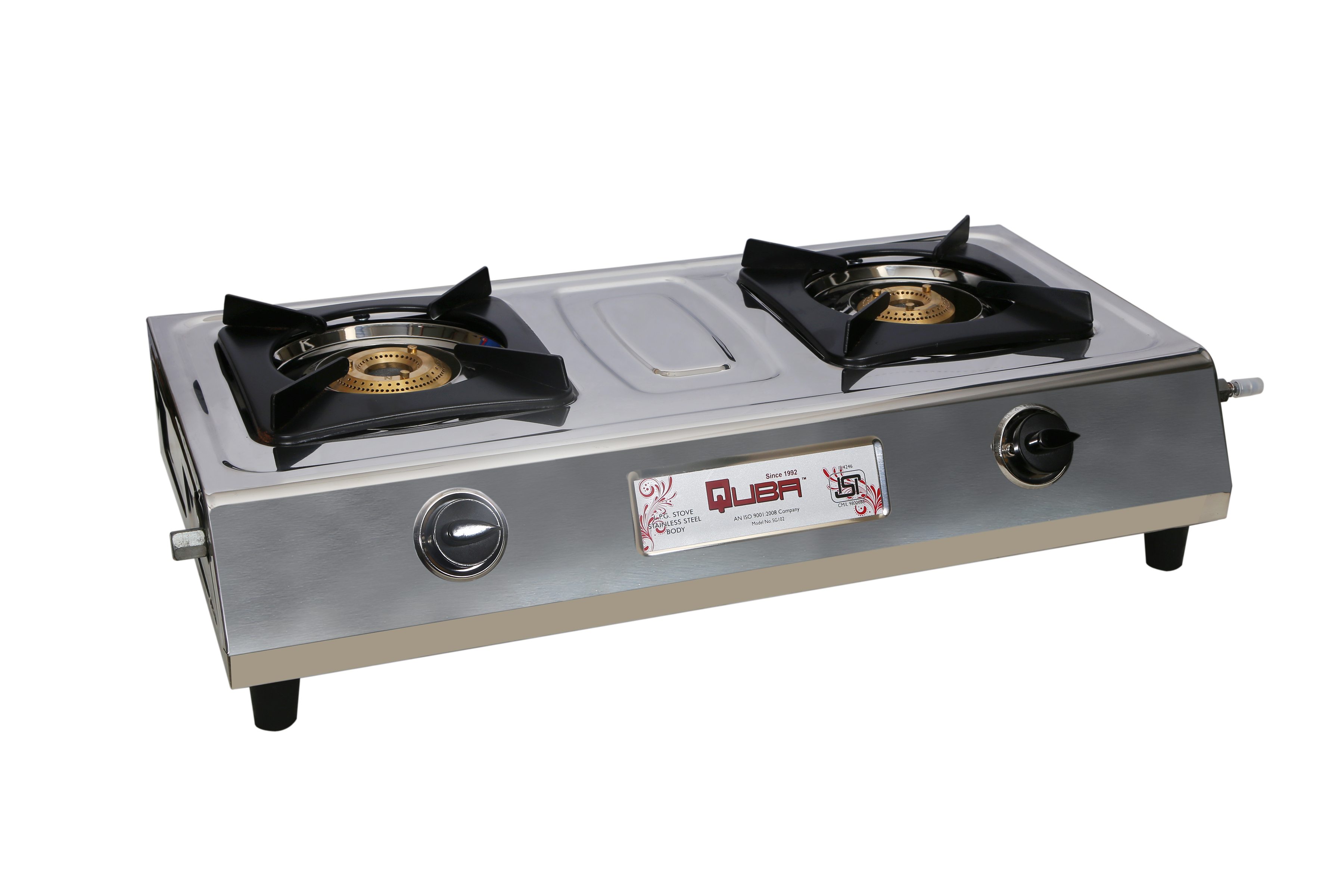 2 Burners Stainless Pan Support Burner Gas Stove - Ignition Type: Manual