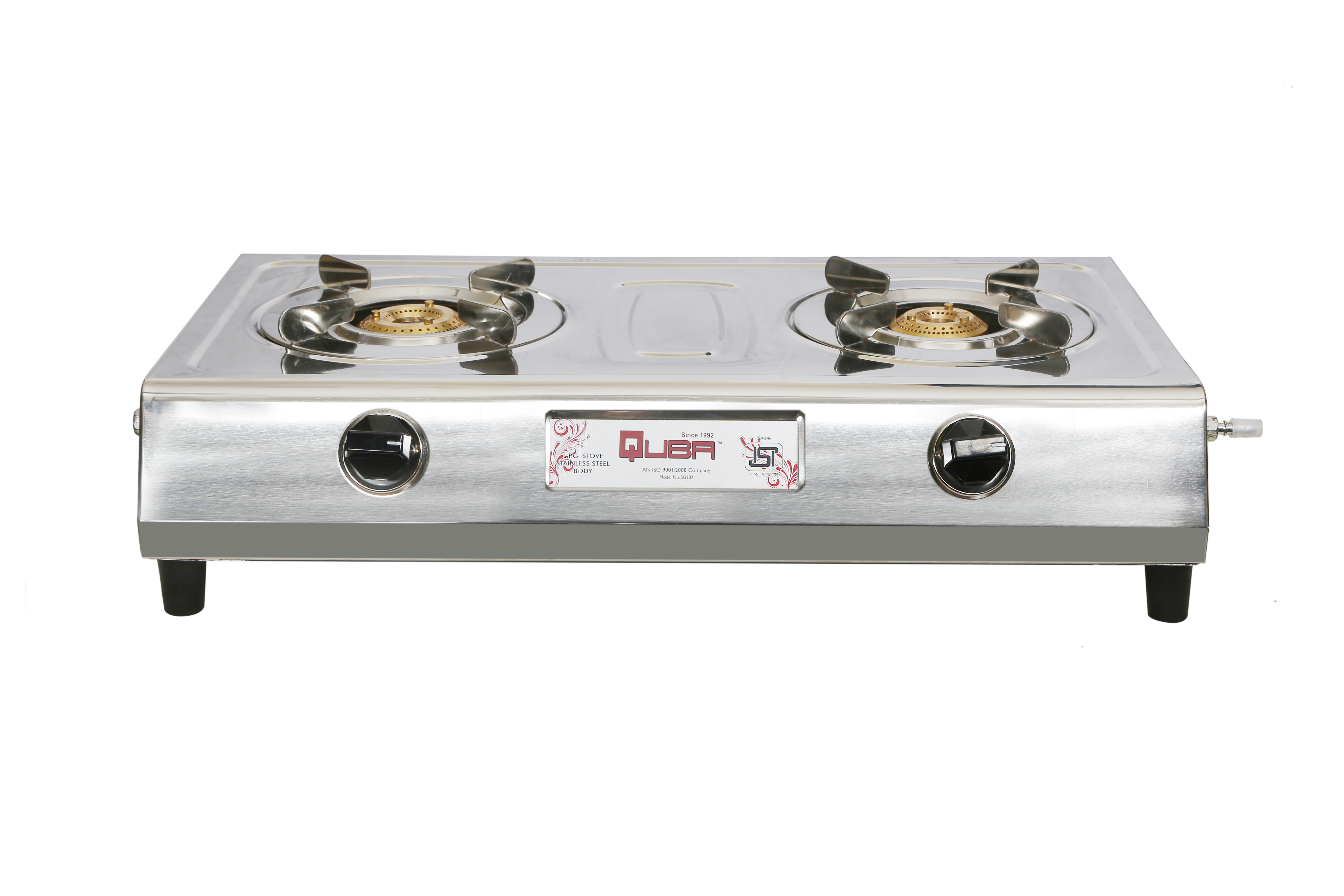 2 Burners Stainless Pan Support Burner Gas Stove - Ignition Type: Manual