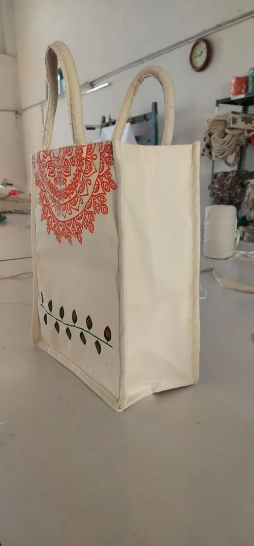 Fancy Bags In Virudhunager - Canvas, 8x10x3 Inches, Natural Color | Customized, Washable, Eco-friendly, Convenient Shopping Bags
