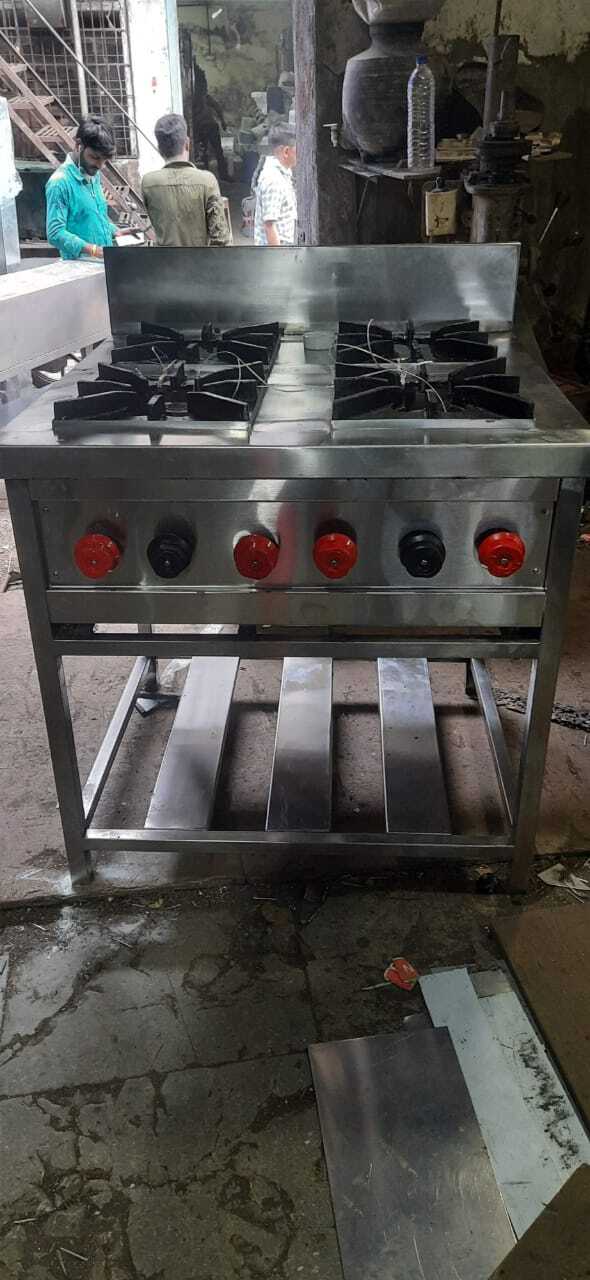 Silver 4 Burner Gas Range