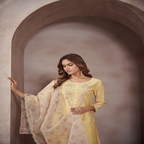 Yellow Kurti With Dupatta