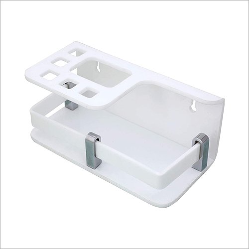 सफेद ऐक्रेलिक डीलक्स ब्रश स्टैंड