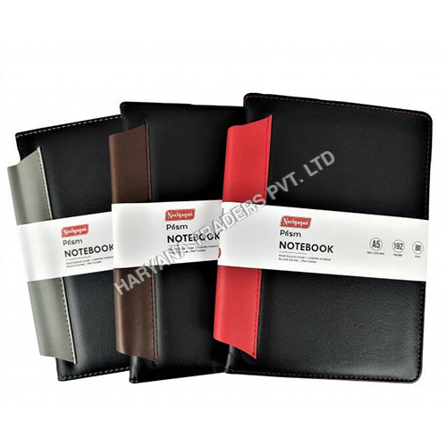 High Quality Prism Notebook - A5 Leatherite Material Round Corner With Pen Holder 200 Pages