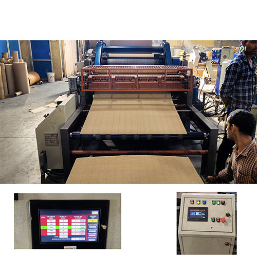 Blue & Gray Servo Precision Automatic Rotary Paper Corrugated Sheet Cutting Machine