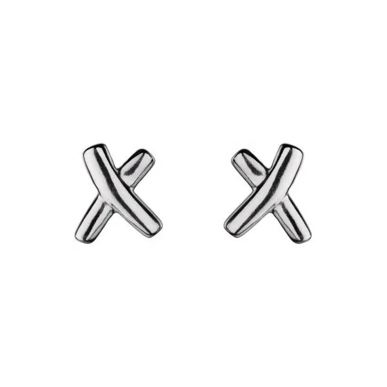 925 Sterling Silver Handmade X Shape Design Stud Earrings Gender: Women