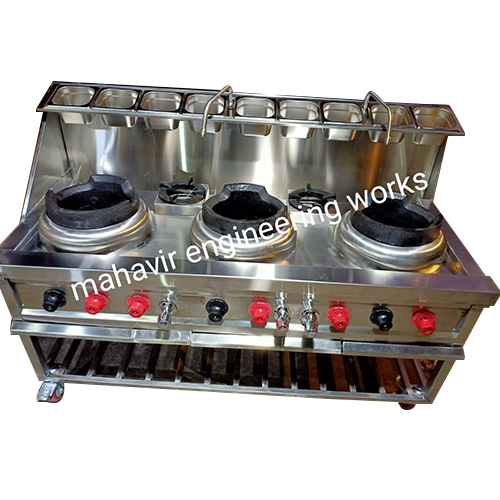 सेमी ऑटोमैटिक 5 बर्नर चाइनीज गैस रेंज