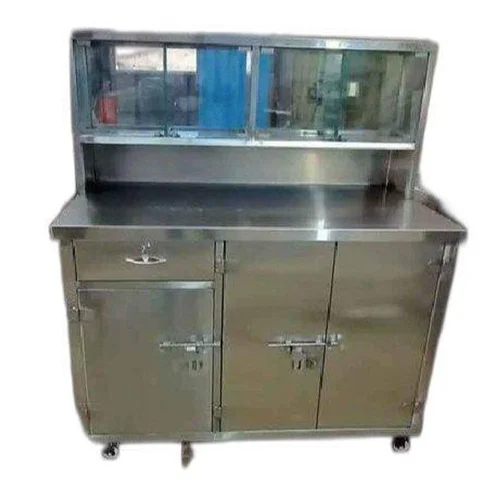 सिल्वर रेक्टेंगुलर फास्ट फूड सर्विस काउंटर