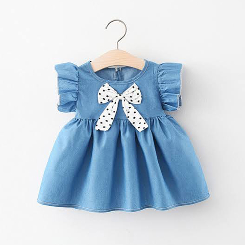Kids Girls Denim Frocks - Feature: Breathable