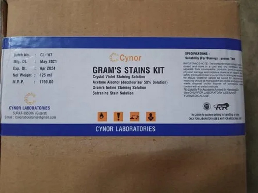 Scientific Lab Chemicals Grams Stain Kit Box Liquid