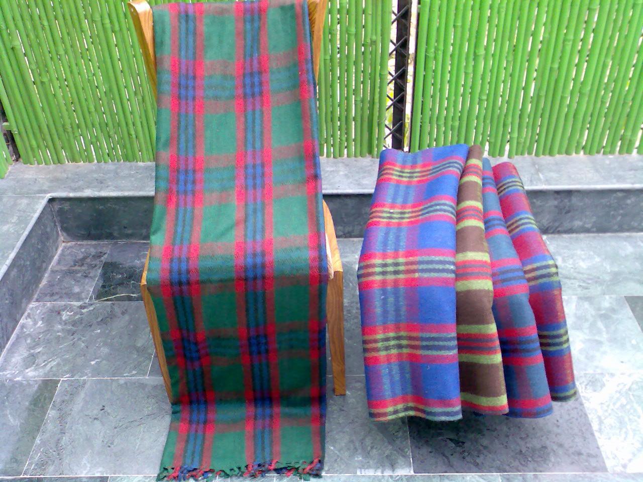 Woolen Blankets - 60x90 Inches, Assorted Check Color, Striped Jacquard Design | Ideal For Airplane, Bedding, Travel, Military Use