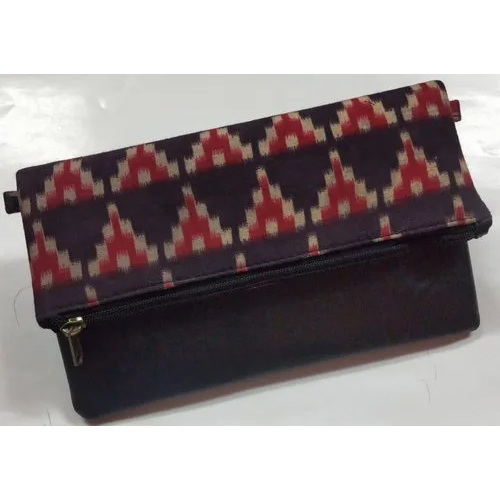 Ladies Folding Clutch - Canvas, Rectangular Shape, Black-multicolor | Attractive Printed Design, Zipper Closure, Hands-free Convenience