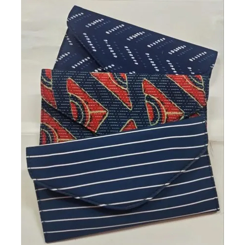 Ladies Cotton Fabric Clutch - Multicolor Rectangle Design | Attractive Printed Style With Button Closure For Women