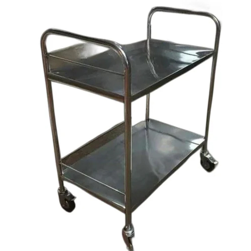 Instrument Trolley - Stainless Steel, Durable Design With Rails | Easy Mobility, Multiple Shelves And Drawers For Medical Use