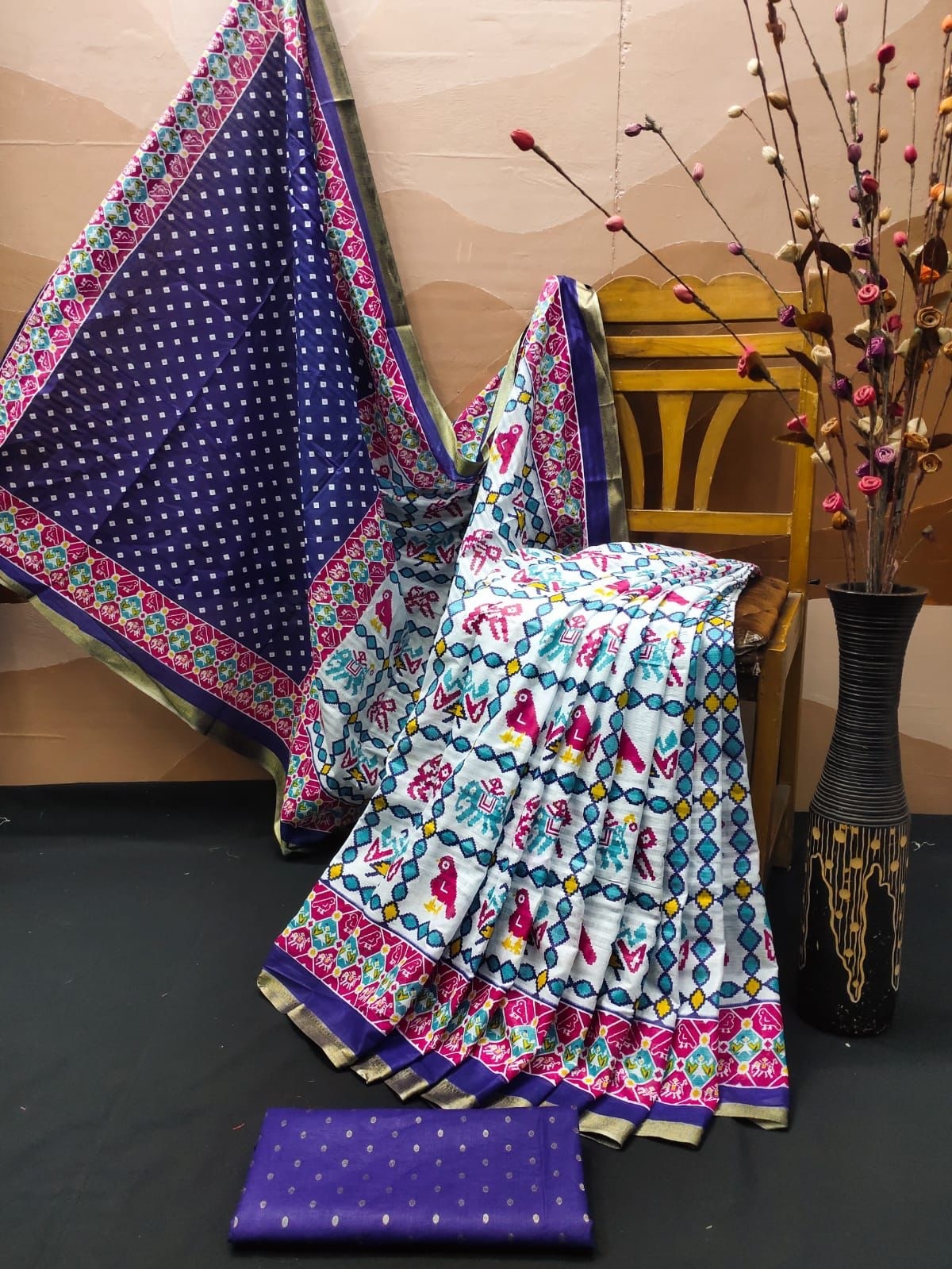 Mix Pure Cotton Patola Saree