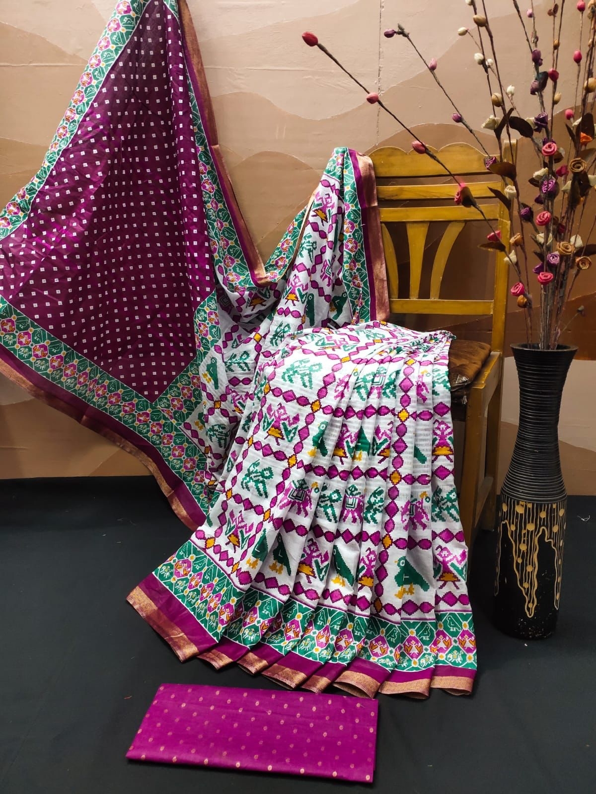 Mix Pure Cotton Patola Saree