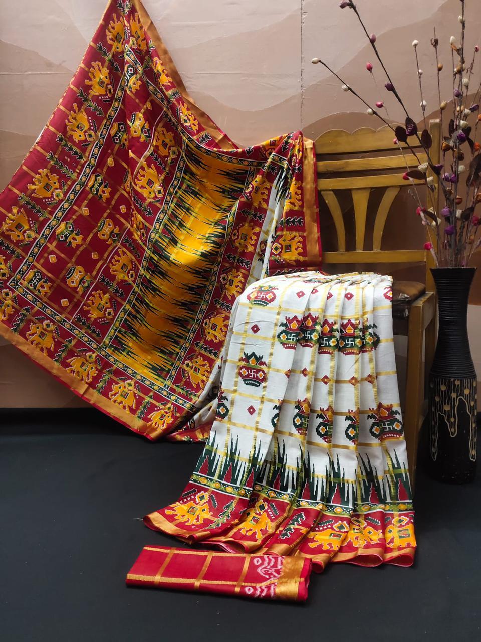 Mix Pure Cotton Patola Saree