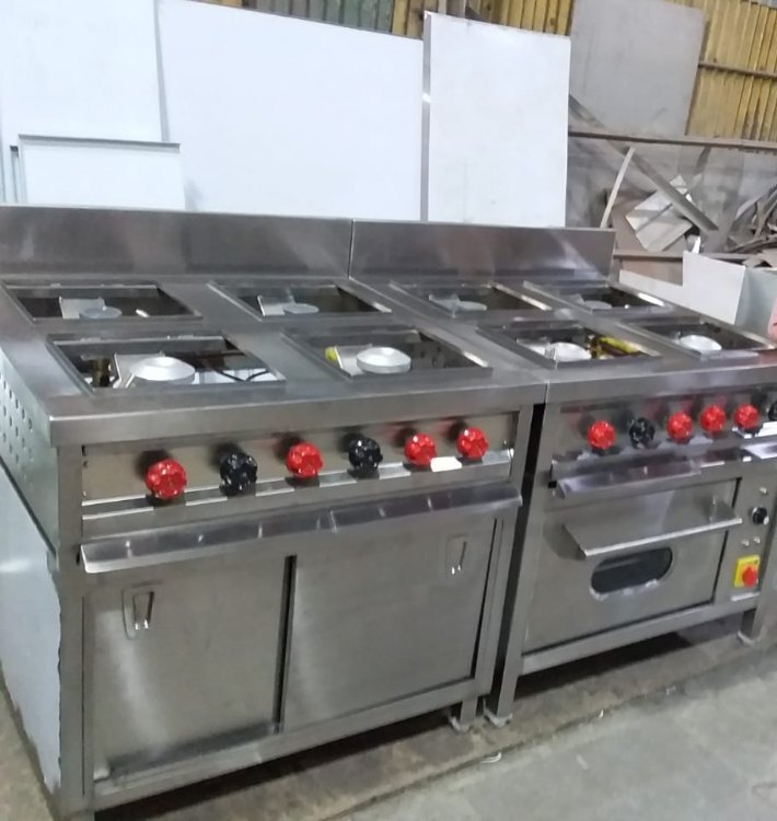 Stainless Steel 4 Burner Gas Range With Oven And Undershelf