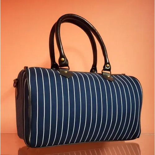 Blue-white-black Printed Duffle Bag