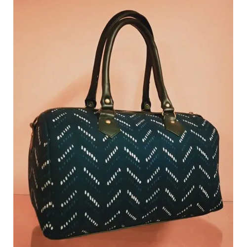 Blue-white-black Printed Duffle Bag