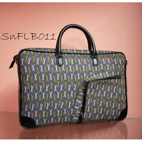 Black-multicolor Ladies Fabric Cotton Laptop Handbag