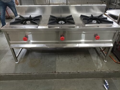 Silver 3 Burner Gas Range