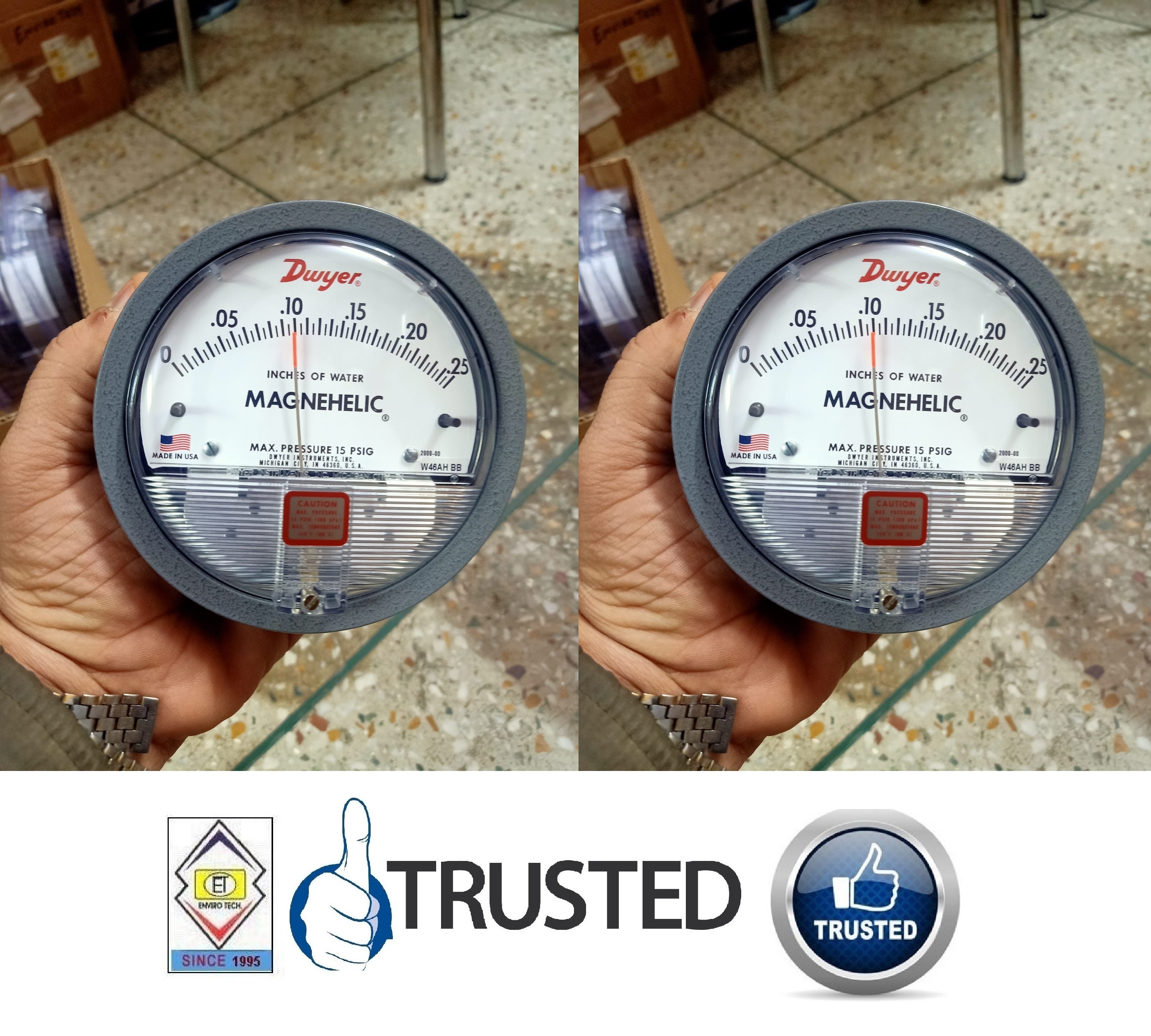 Analog Dwyer Series 2000 Magnehelic Differential Pressure Gauge - Metal Alloy, 4 Inch Dial Size, White/black Color | Accurate Measurement With ±2% Accuracy, Ideal For Pharmaceutical Industries