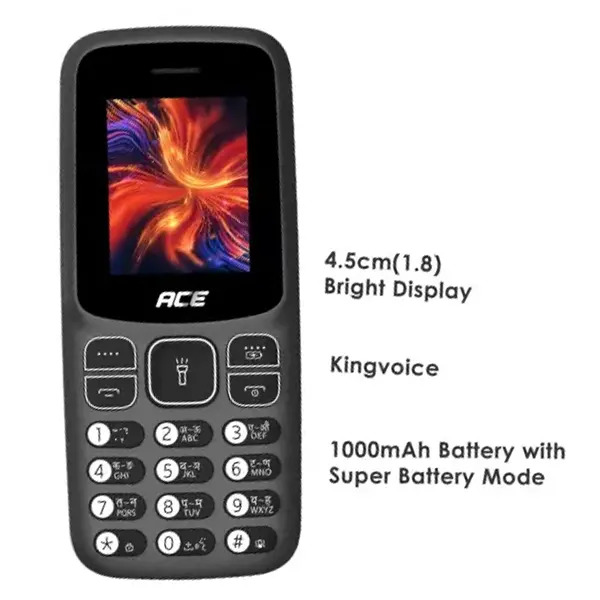 Itel Ace 2 Star Black Basic Keypad Mobile Phone Warranty: 12+1 Month Warranty By Brand
