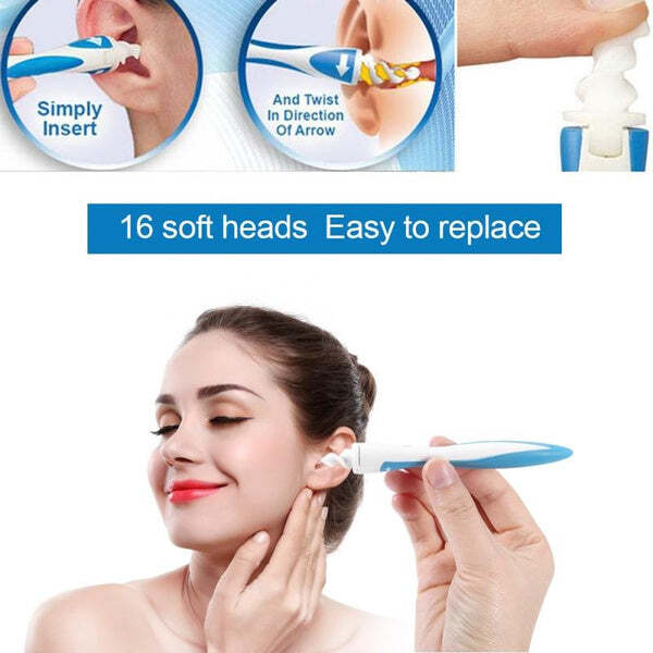 Smart Swab Silicone Easy Earwax Removal With 16 Replacement Soft Tips - 250 Grams, Multi-color | Safe And Gentle For All Ages, Easy To Clean