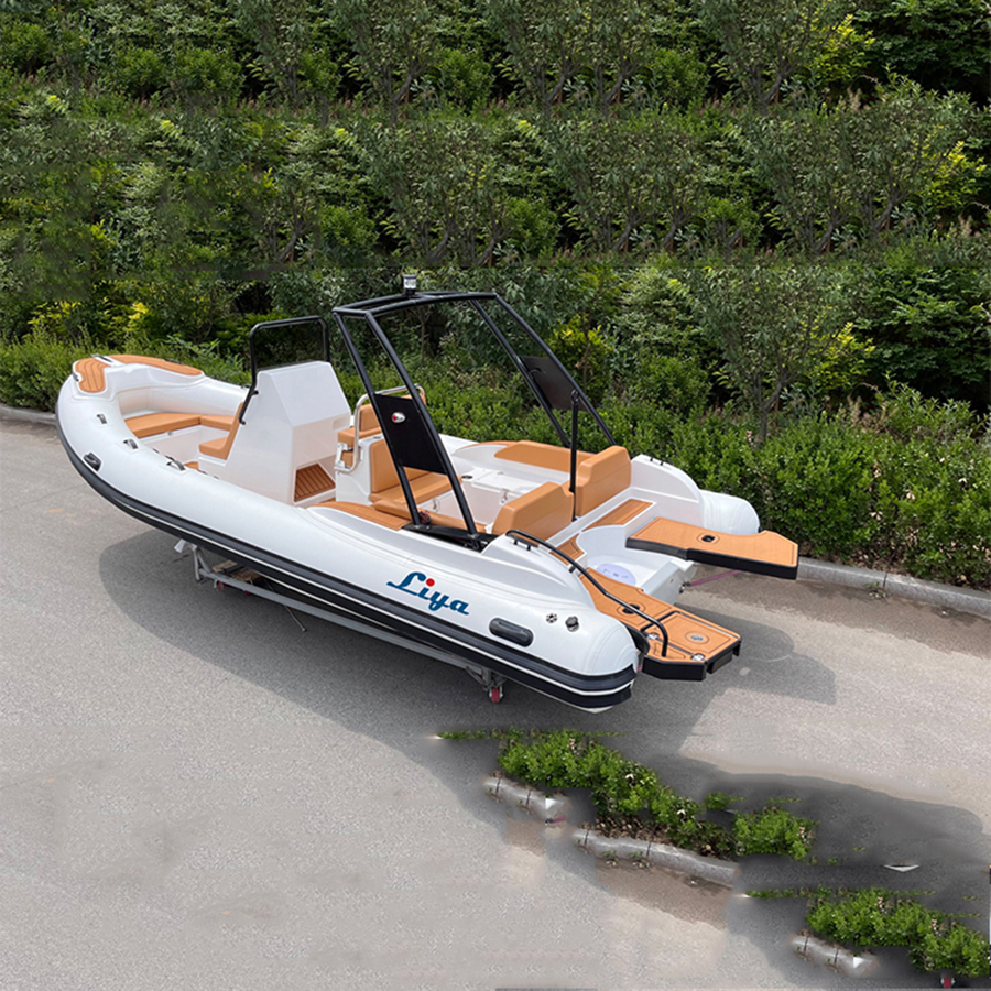 Liya Rigid Inflatable Fishing Boat - 6.6m Fiber Glass Hull | 12-person Capacity, 1664 Kg Load, Outboard Engine, Custom Color Options
