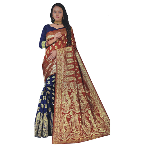 ब्लू लेडीज़ कांचीपुरम सिल्क साड़ी