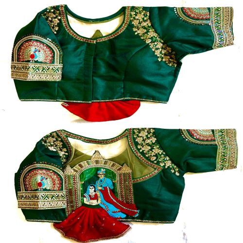 Designer Blouse - Sleeveless Red Ladies Blouse With Mirror Work And Printed Patterns | Ethnic Indian Style, Dry Clean Only