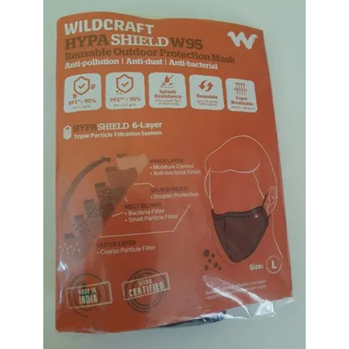 Wildcraft W95 Reusable Face Mask - Melt Blown Fabric Multiple Use | Suitable For All Ages Adjustable Fit Black Color