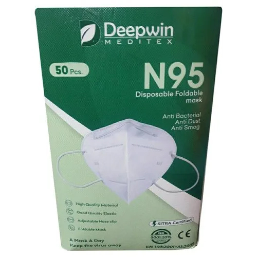 N95 Disposable Foldable Mask - Pp Non Woven Material, Grey Color | Single Use, Suitable For All Ages, Ideal For Industrial & Hospital Use