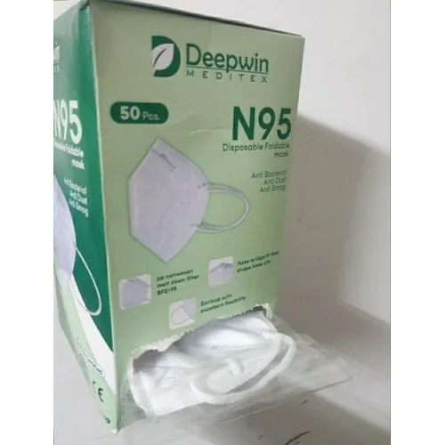 N95 Disposable Foldable Mask - Pp Non Woven Material, Grey Color | Single Use, Suitable For All Ages, Ideal For Industrial & Hospital Use
