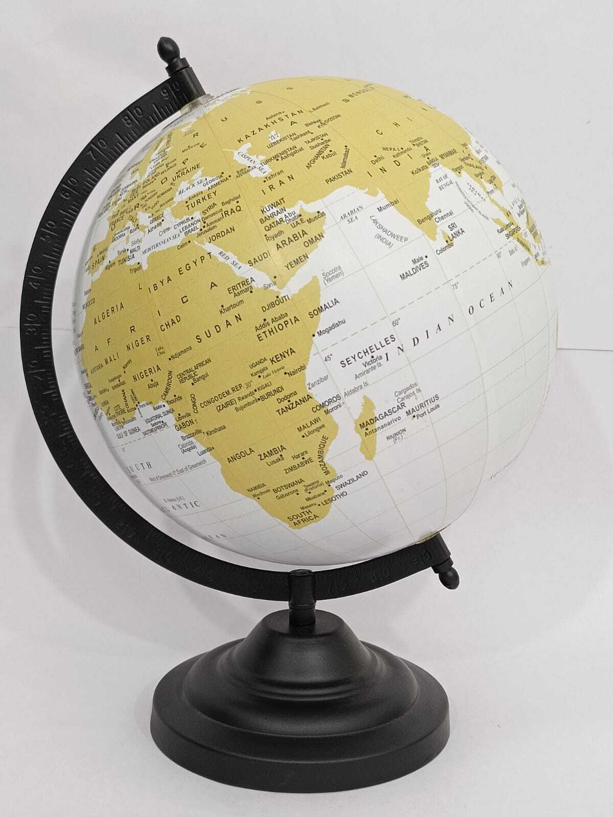 Table Top Office Earth Globe - Durable Resin, 12 Inches Diameter, Elegant Blue & Green | Professional Design, Detailed World Map Illustrations