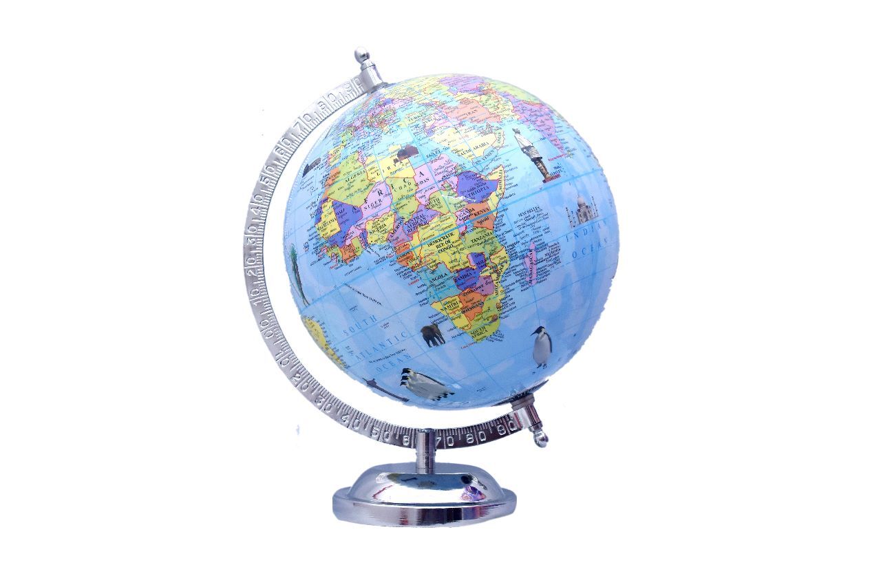 Table Top Office Earth Globe - Durable Resin, 12 Inches Diameter, Elegant Blue & Green | Professional Design, Detailed World Map Illustrations