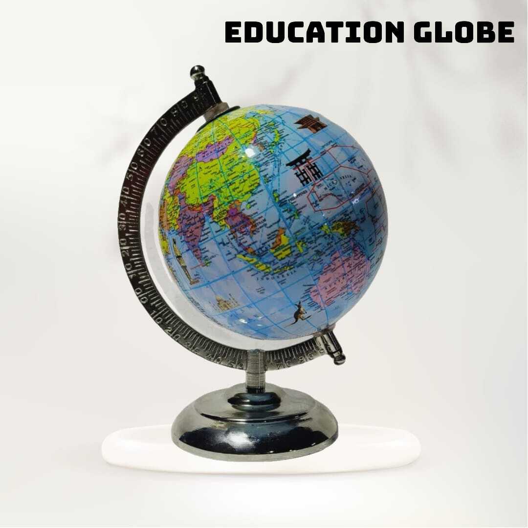 Table Top Office Earth Globe - Durable Resin, 12 Inches Diameter, Elegant Blue & Green | Professional Design, Detailed World Map Illustrations